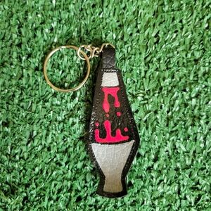 Handmade Earth Moon Crafts Lava Lamp Keychain - Pink